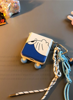 多啦A梦适用华为pocket2手机壳p50硬nova三星zflip7654卡通vivox flip皮纹oppofindn3n2女w24荣耀v小米mix2绳