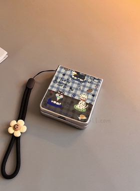 格子小狗适用小米mixflip华为purax手机壳pocket2硬nova flip三星zflip764卡通荣耀v磨砂oppofindn3n2女w25