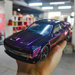 合金车模1比24道奇地狱猫仿真跑车模型灯光音效收藏摆件玩具礼物