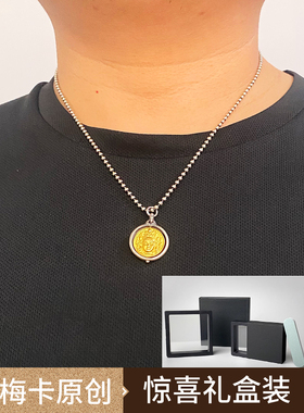 梅卡s925纯银镀金黄财神绿度母吊坠原创设计吊牌男女生日礼物配饰