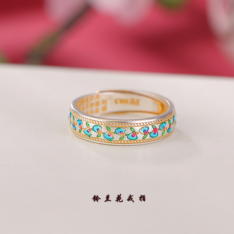 梅卡9999足银铃兰花戒指女士款小众设计高级感国风珐琅花藤银指环,饰品/流行首饰/时尚饰品新,银饰戒指,淘宝优惠券,粉丝福利购,淘宝优惠卷