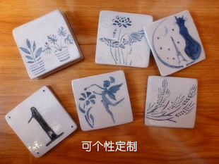 中式青花粉彩古彩样板房私人定制手作陶瓷隔热垫瓷板画地板砖瓷砖