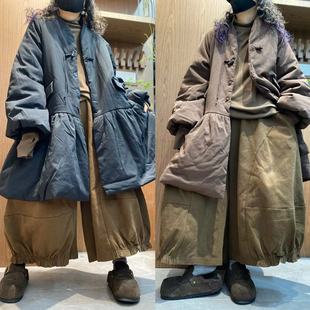300斤超大码复古日杂感慵懒风宽松长款棉服女加厚设计感外套
