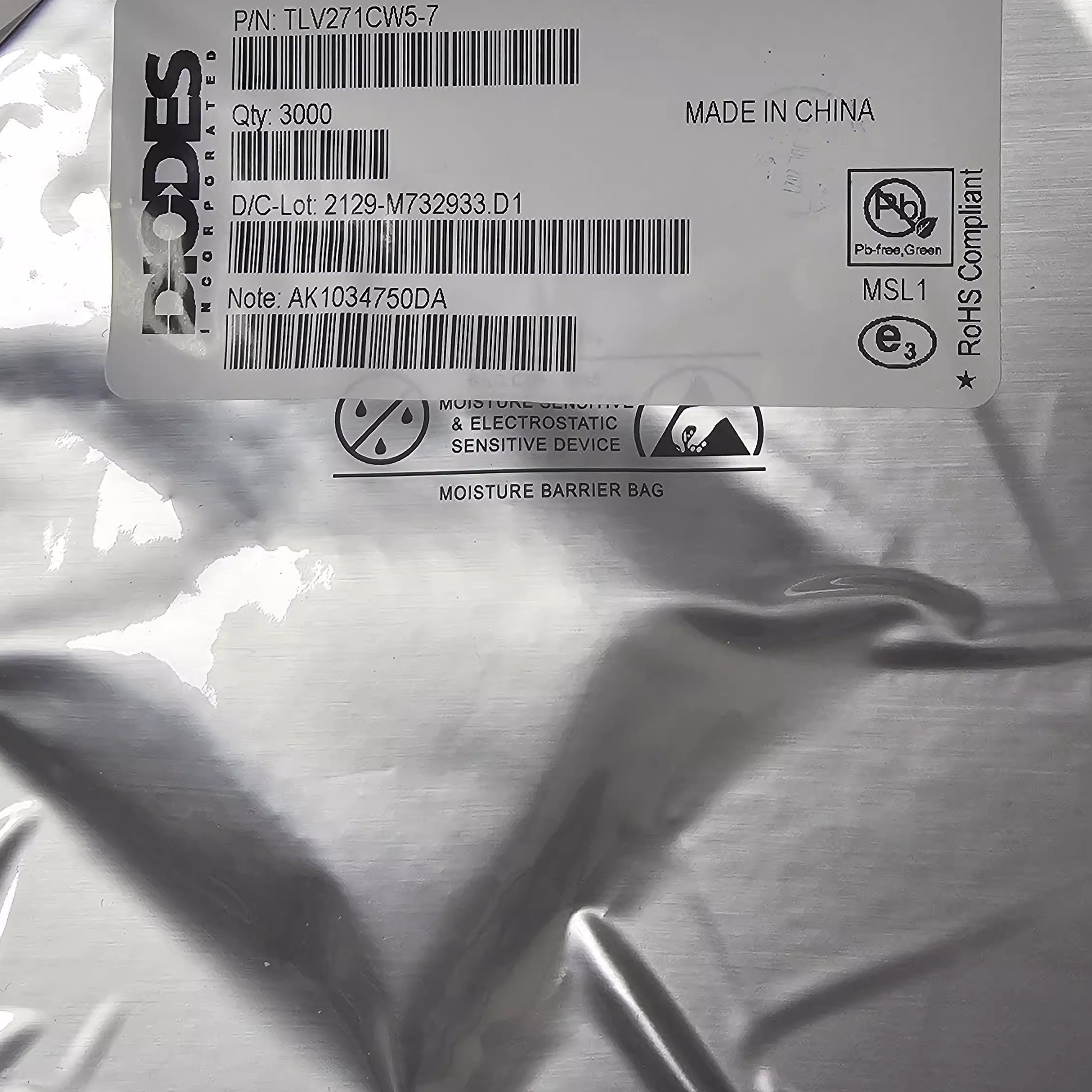 TLV271CW5-7 TLV271IW5 TLV271 丝印BV SOT-25运算放大器芯片