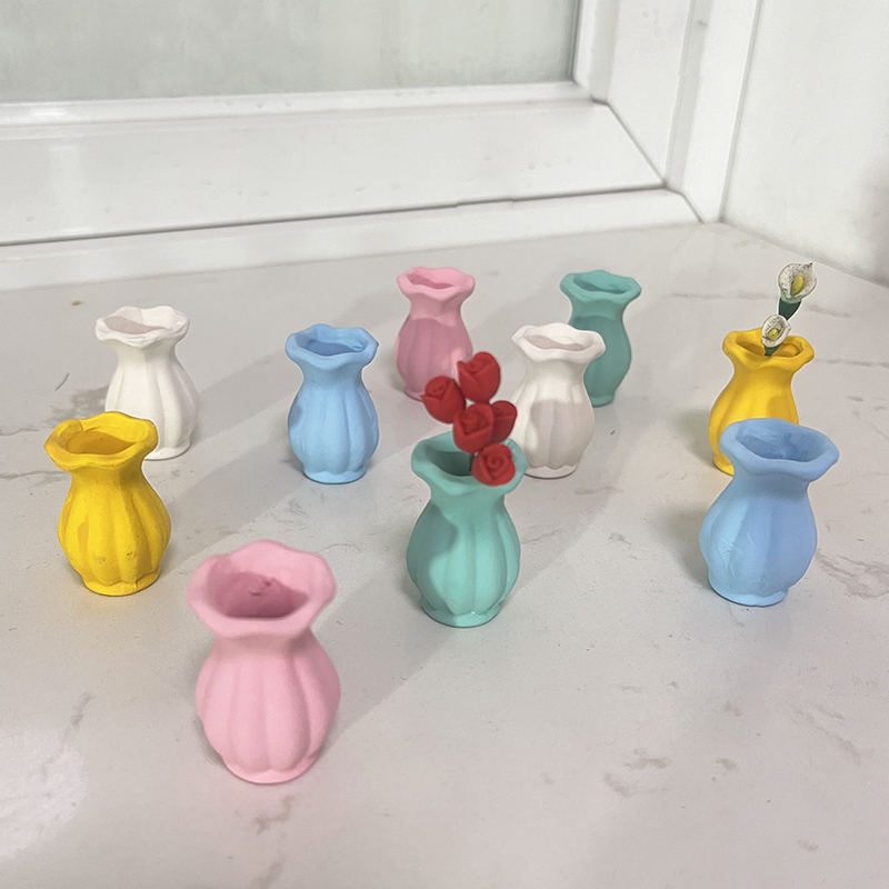 迷你花盆娃娃屋配件仿真花瓶车载摆件家居装饰可做冰箱贴