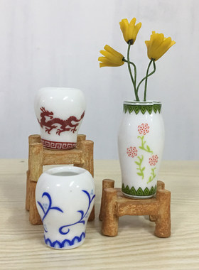 日式冰箱贴干花插花陶瓷小花瓶