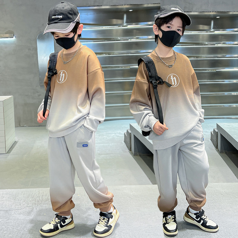 男童时尚休闲运动卫衣套装春秋帅气渐变潮服两件套中大童童装秋装,童装/婴儿装/亲子装,儿童运动套装,淘宝优惠券,粉丝福利购,淘宝优惠卷