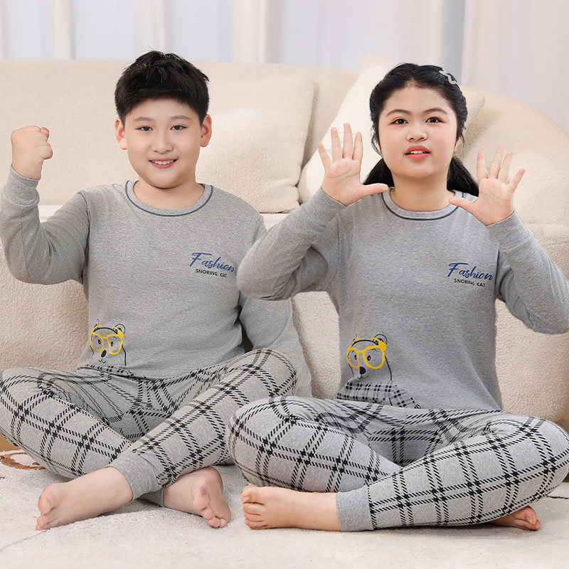 胖男童纯棉家居服套装加肥加大