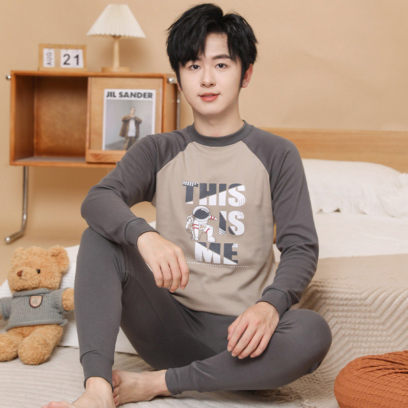 100%纯棉男大童卡通秋衣秋裤睡衣