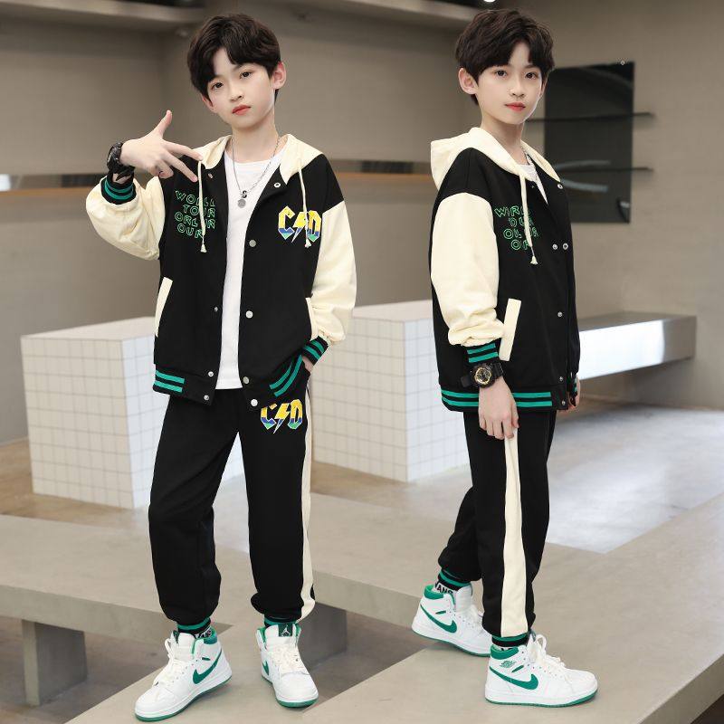 男童棒球服运动套装春秋中大童休闲两件套潮酷洋气儿童连帽秋装时,童装/婴儿装/亲子装,儿童运动套装,淘宝优惠券,粉丝福利购,淘宝优惠卷