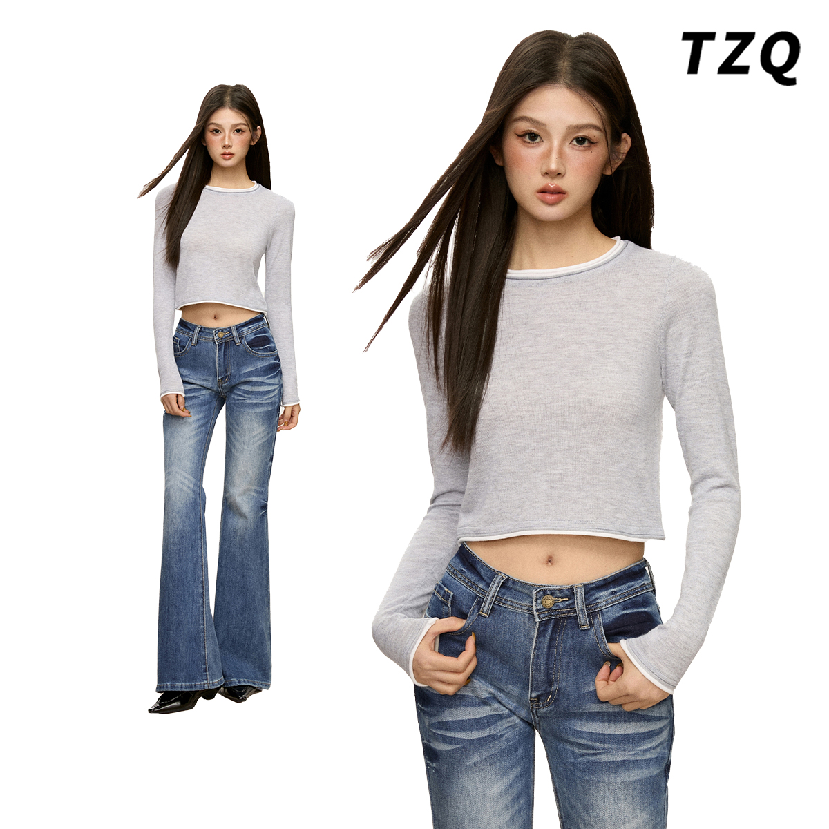 极简风长袖T恤女2025冬季新款