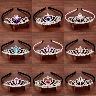 水钻发冠头饰儿童皇冠发饰冰雪奇缘公主爱心发冠女童发箍发卡包布