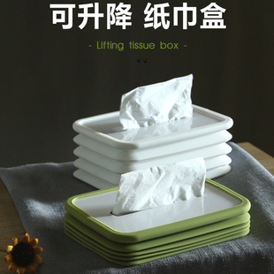 创意硅胶弹性升降车载纸巾盒餐厅茶几客厅桌面弹簧抽纸盒不掉纸巾