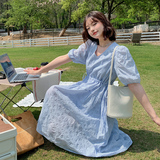 夏季现货纯色暗纹连衣裙2色入#3065-P105-k158，女装连衣裙，唛多