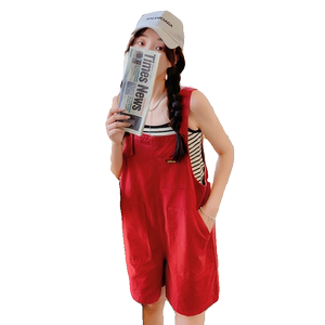 韩版俏皮减龄学院风背带裤女2025夏季新款日系宽松显瘦盐系连体裤图片
