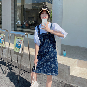 牛仔背带裙女夏小个子2025新款韩版宽松学生休闲吊带连衣裙图片
