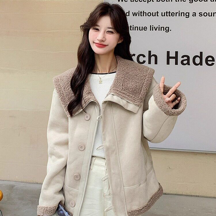 2025冬款现货数据好大翻领皮毛一体2色入#3130-P170-K258,女装皮草,唛多
