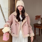 2025冬季新款现货加厚麂皮绒皮毛一体2色入#3129-P170-K258，女装皮草，唛多