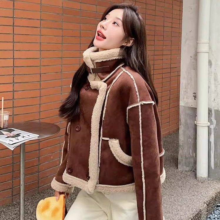 2025冬季新款现货加厚麂皮绒皮毛一体2色入#3129-P170-K258,女装皮草,唛多