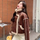 2025冬季新款现货加厚麂皮绒皮毛一体2色入#3129-P170-K258，女装皮草，唛多