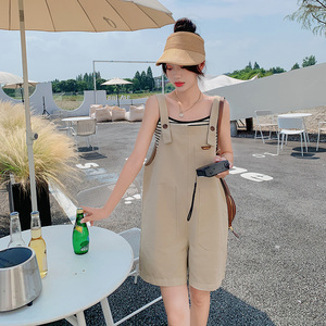 韩版俏皮减龄学院风背带裤女2025夏季新款日系宽松显瘦盐系连体裤图片