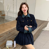 法式复古时尚气质小香风上衣百褶裙套装女2025春秋新款两件套洋气，女装套装/套裙，唛多