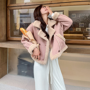 2025冬季新款现货 加厚麂皮绒皮毛一体2色入#3129-P170-K258,女装皮草,唛多