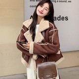 2025冬季新款现货加厚麂皮绒皮毛一体2色入#3129-P170-K258，女装皮草，唛多