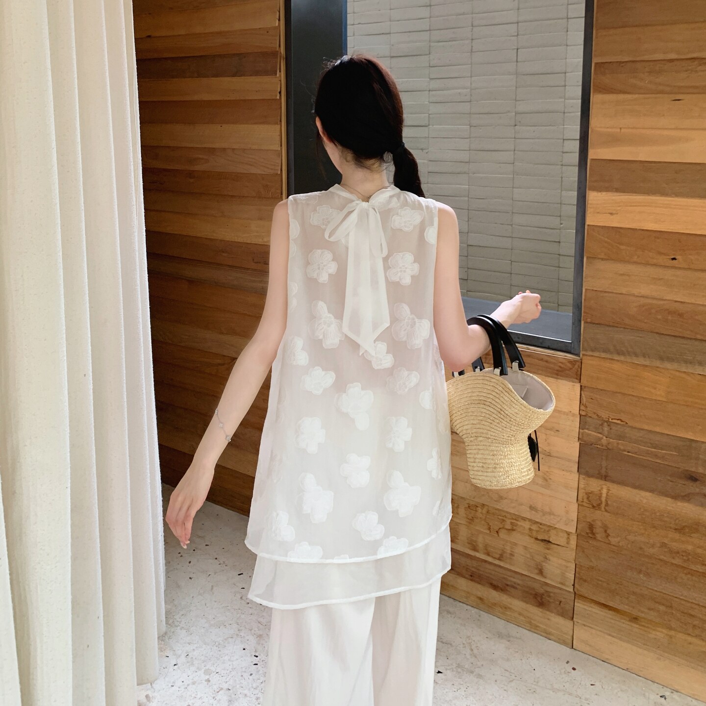 2025夏季新款风套装白色上衣+裤子#25137-p155-k228,女装套装/套裙,唛多
