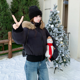 2025冬季新款黑色羽绒服帽子可拆卸#25251-P295-K438，女装羽绒服，唛多