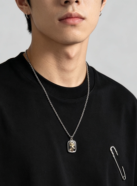 法式复古珍珠花卉项链男生配饰