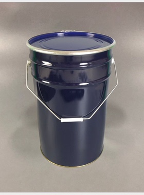 加厚圆形27L马口铁桶27升带箍铁桶蓝色硅胶桶密封性强