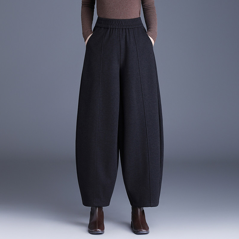 高档羊绒毛呢裤女秋冬高腰宽松弯刀裤口袋时尚减龄气质百搭休闲裤,女装/女士精品,休闲裤,淘宝优惠券,粉丝福利购,淘宝优惠卷