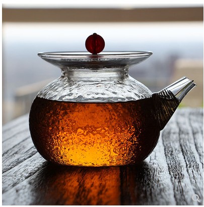 璃茗日式锤目纹手工小号玻璃茶壶