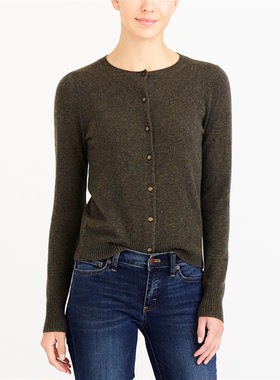 现*货  美国J.CREW/JCREW女 经典百搭圆领纽扣纯羊绒 开衫针织衫