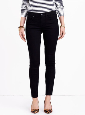 现货 美国J.CREW/JCREW 女士黑色修身铅笔裤小脚裤中腰牛仔裤
