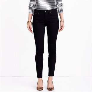 现货 美国J.CREW/JCREW 女士黑色修身铅笔裤小脚裤中腰牛仔裤