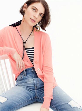 现货 美国J.CREW/JCREW 女士新款多色好品质 V领长袖开衫针织衫