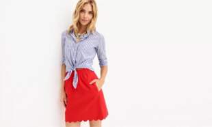 现货 美国J.CREW/JCREW 女士 纯棉 蓝白条纹 系带打结长袖衬衫