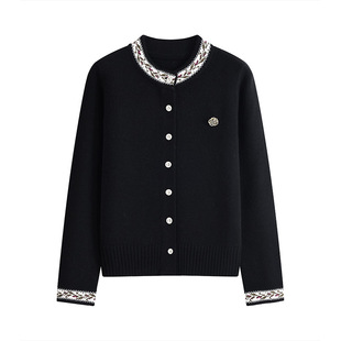 法式轻奢高级感针织开衫女2026年早春新款费尔岛花纹羊毛时尚上衣
