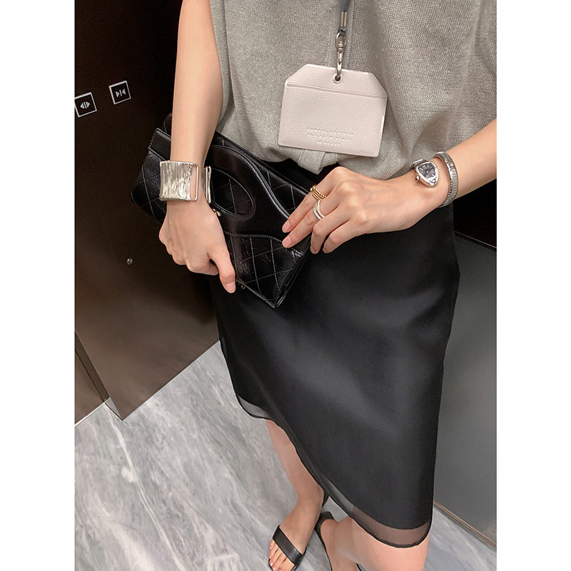 春夏薄款2025高腰显瘦黑色半身裙女高级感气质名媛显瘦包臀中裙子