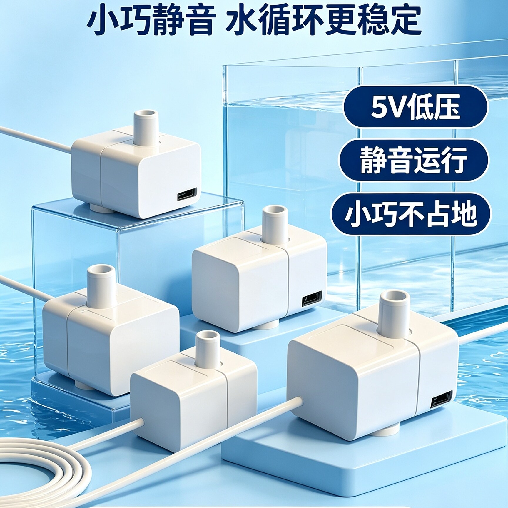 USB迷你潜水泵鱼缸水族箱低压静音增氧过滤泵高品质无刷直流水泵