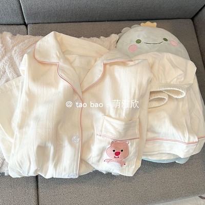 卡通睡衣女款夏季纯棉短袖短裤套装学生可爱休闲薄款奶乎乎家居服