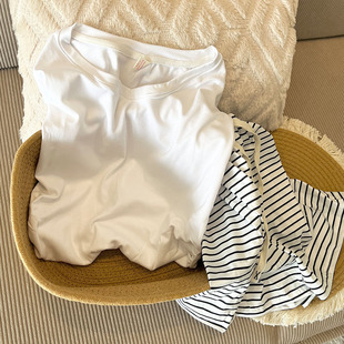 套装 白色睡衣女款 短裤 夏季 少女简约套头夏天外穿家居服 莫代尔短袖