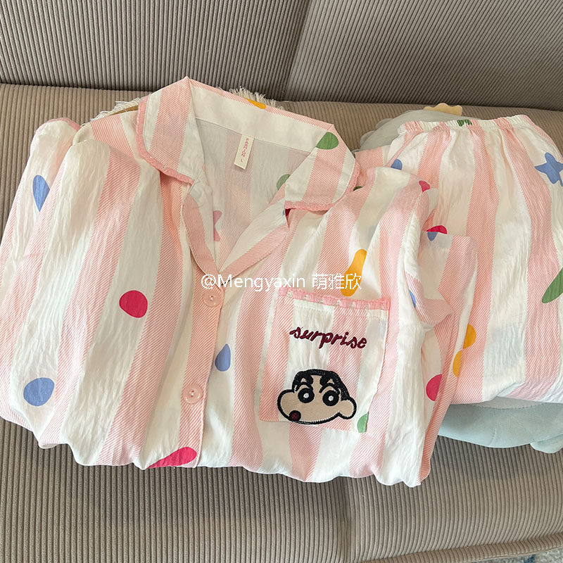 带胸垫粉小新睡衣女款春秋夏季云朵棉长袖长裤套装可爱外穿家居服,女士内衣/男士内衣/家居服,睡衣/家居服套装,淘宝优惠券,粉丝福利购,淘宝优惠卷