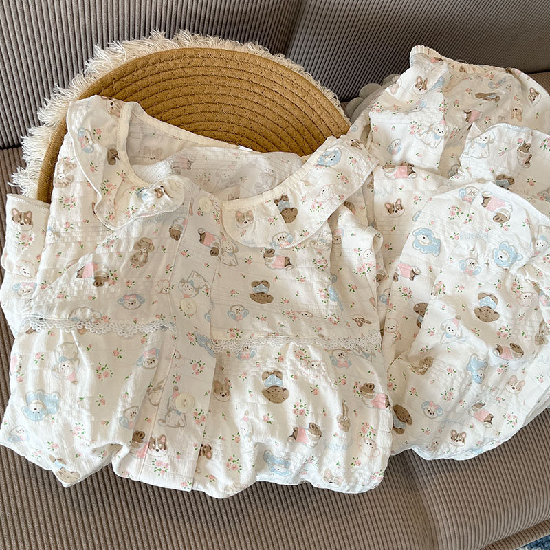 带胸垫花朵狗睡衣女款春秋夏季云朵棉长袖长裤两件套可外穿家居服,女士内衣/男士内衣/家居服,睡衣/家居服套装,淘宝优惠券,粉丝福利购,淘宝优惠卷