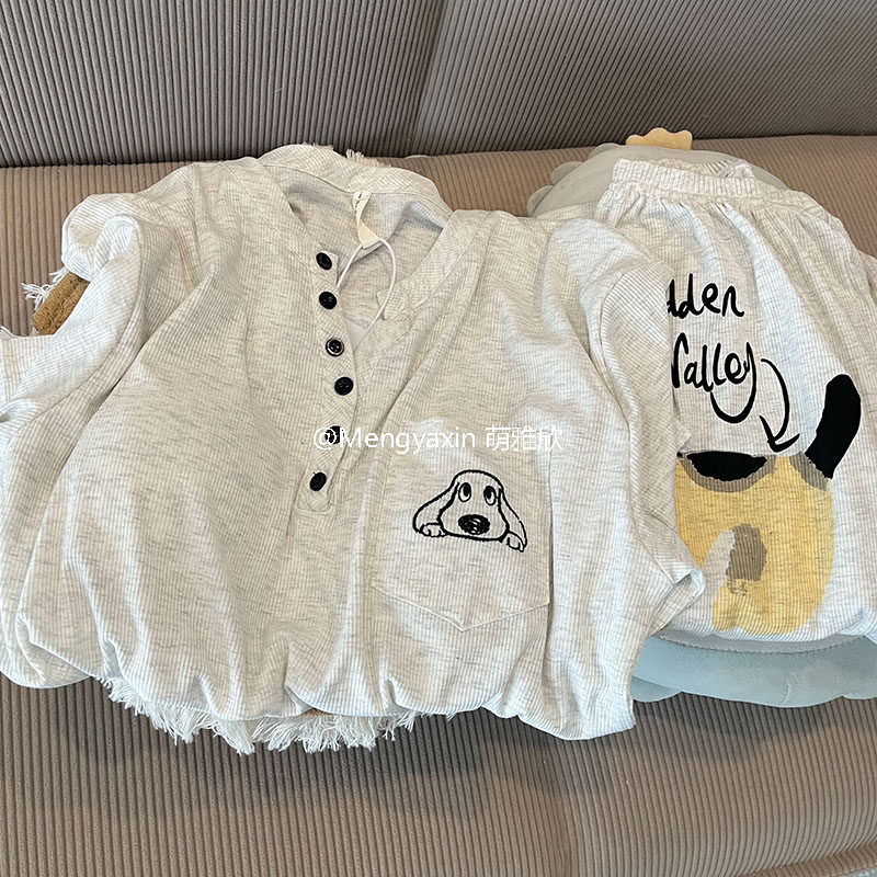 带胸垫白灰史努比睡衣女款春秋夏季莫代尔长袖长裤套装可爱家居服,女士内衣/男士内衣/家居服,睡衣/家居服套装,淘宝优惠券,粉丝福利购,淘宝优惠卷