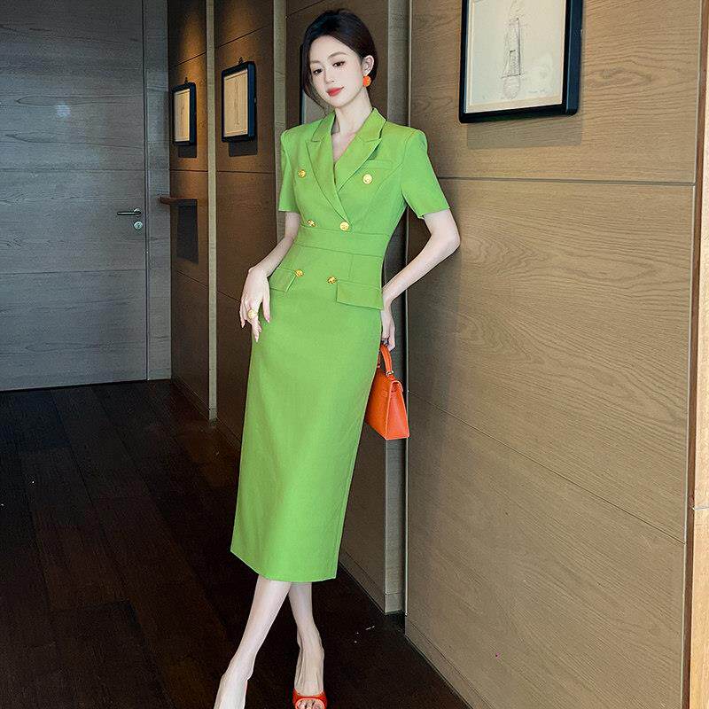 职业通勤西装连衣裙女夏轻奢高级感小众收腰显瘦正式场合气质裙子