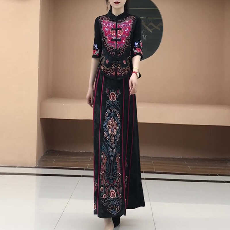 夏季新款气质国风马甲长裙