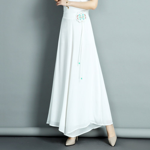 QSLZ/清水灵籽雪纺阔腿裤裙裤女 2026春夏季新款高腰宽松休闲裤长